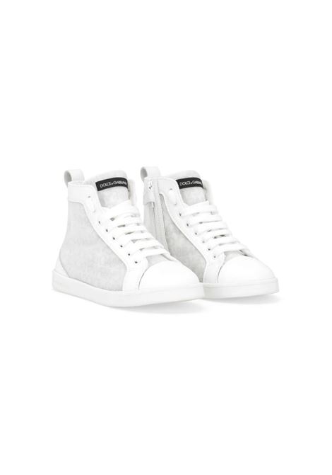 DOLCE & GABBANA KIDS Sneakers Alte Bianche Con Motivo Logo - DOLCE & GABBANA KIDS