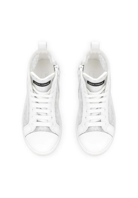 DOLCE & GABBANA KIDS Sneakers Alte Bianche Con Motivo Logo - DOLCE & GABBANA KIDS