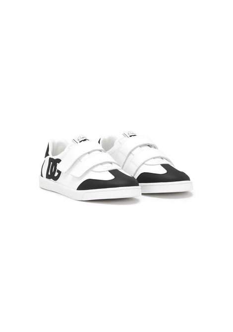 DOLCE & GABBANA KIDS Sneakers Basse DG Original Bianche E Nere Con Logo DG - DOLCE & GABBANA KIDS