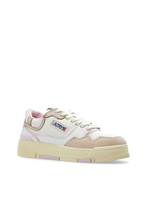AUTRY Sneakers CLC In Pelle Bianca Beige E Rosa - AUTRY
