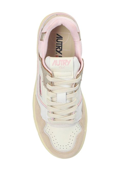 AUTRY Sneakers CLC In Pelle Bianca Beige E Rosa - AUTRY