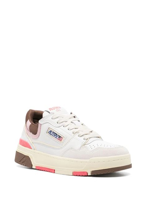 AUTRY Sneakers CLC Low In Pelle Bianca Marrone E Rosa - AUTRY