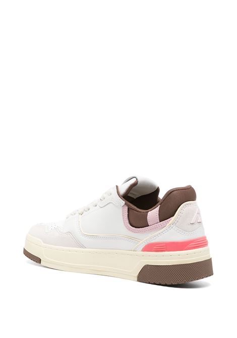 AUTRY Sneakers CLC Low In Pelle Bianca Marrone E Rosa - AUTRY