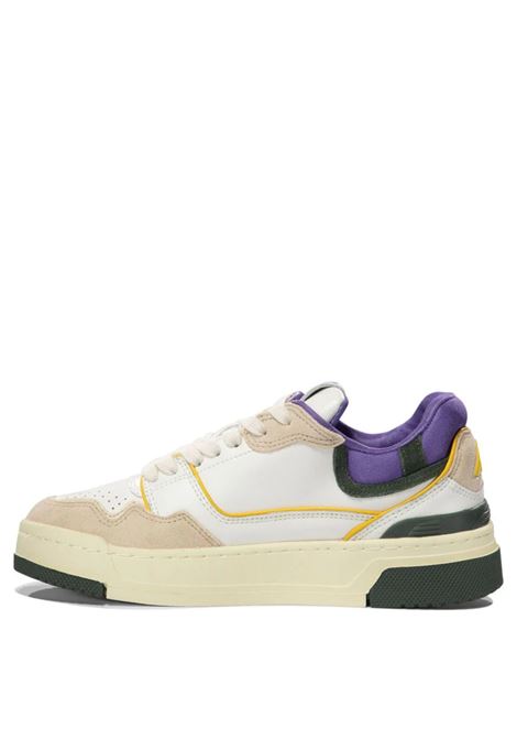AUTRY Sneakers CLC Low In Pelle Bianca Viola E Verde - AUTRY