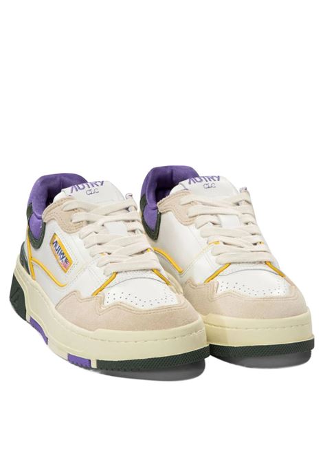 AUTRY Sneakers CLC Low In Pelle Bianca Viola E Verde - AUTRY