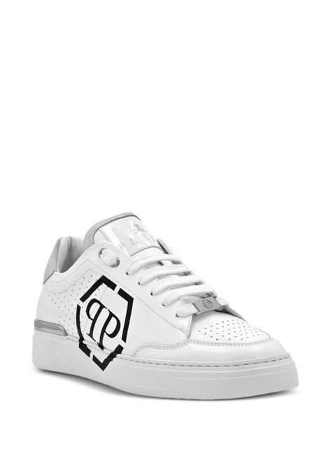PHILIPP PLEIN Sneakers Hexagon Low-Top In Nappa Bianca - PHILIPP PLEIN