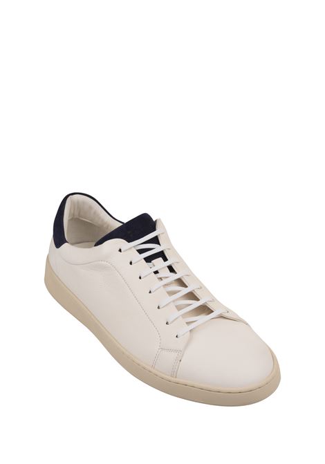 KITON Sneakers In Pelle Bianca Con Dettagli Blu - KITON