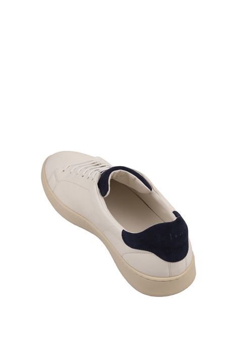 KITON Sneakers In Pelle Bianca Con Dettagli Blu - KITON