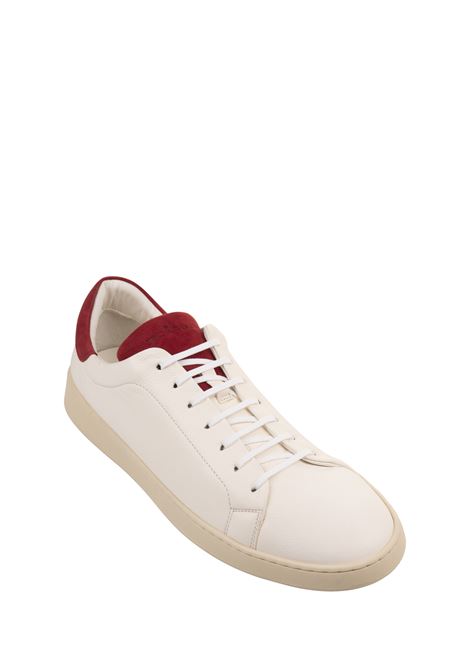 KITON Sneakers In Pelle Bianca Con Dettagli Rossi - KITON