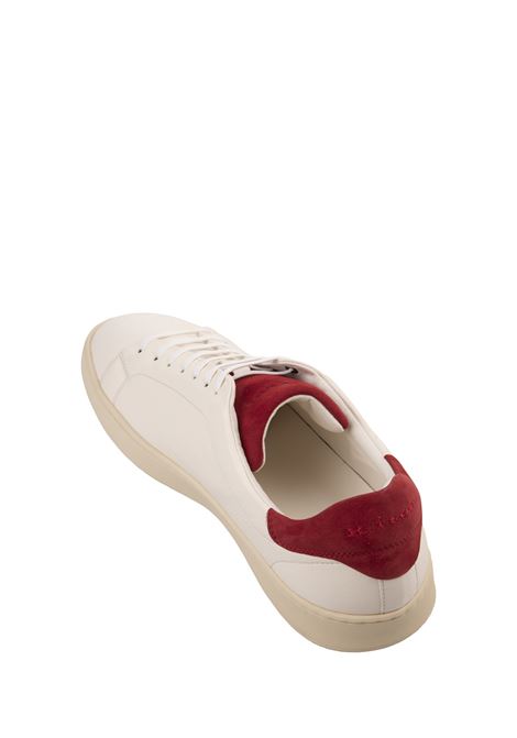 KITON Sneakers In Pelle Bianca Con Dettagli Rossi - KITON