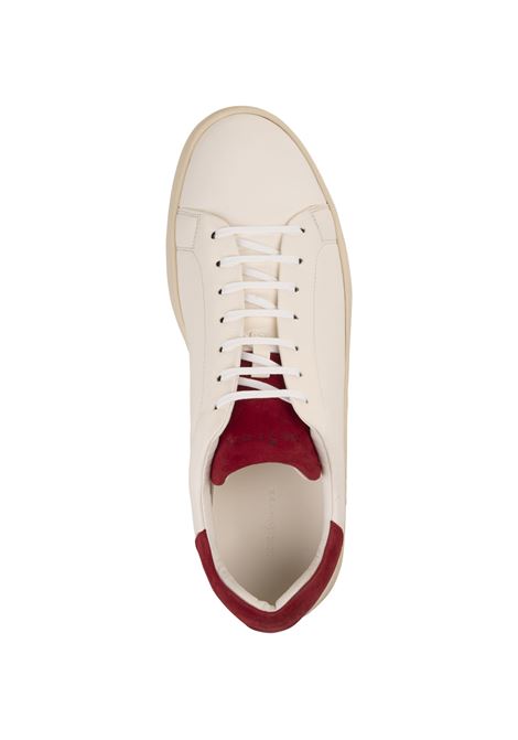 KITON Sneakers In Pelle Bianca Con Dettagli Rossi - KITON