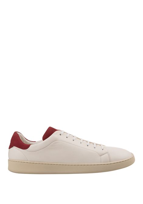 KITON Sneakers In Pelle Bianca Con Dettagli Rossi - KITON