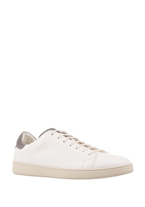 KITON Sneakers In Pelle Bianca Con Dettagli Taupe - KITON