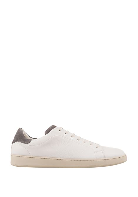 KITON Sneakers In Pelle Bianca Con Dettagli Taupe - KITON