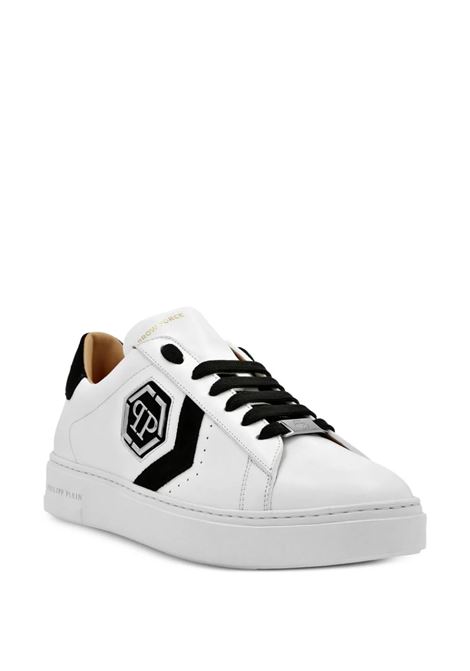 PHILIPP PLEIN Sneakers Low-Top Arrow Force In Pelle Bianca E Nera - PHILIPP PLEIN