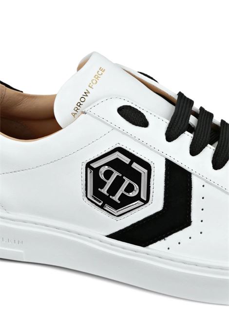 PHILIPP PLEIN Sneakers Low-Top Arrow Force In Pelle Bianca E Nera - PHILIPP PLEIN