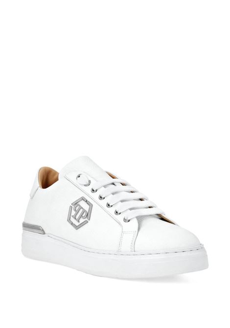 PHILIPP PLEIN Sneakers Low-Top Monogram In Nappa Bianca - PHILIPP PLEIN