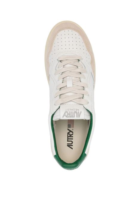 AUTRY Sneakers Medalist Low Bianche E Verdi In Suede E Pelle - AUTRY