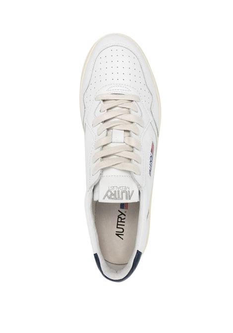 AUTRY Sneakers Medalist Low In Pelle Bianca E Blu Navy - AUTRY