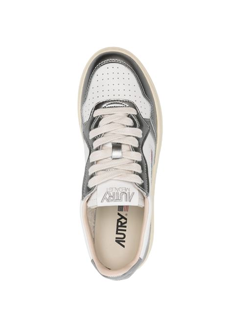 AUTRY Sneakers Medalist Low In Pelle Bianca E Metallizzata Steel - AUTRY