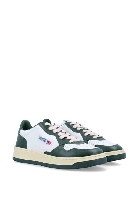 AUTRY Sneakers Medalist Low In Pelle Bicolor Bianca E Verde - AUTRY