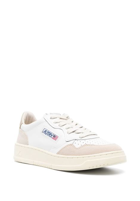AUTRY Sneakers Medalist Low In Suede E Pelle Bianca E Beige - AUTRY
