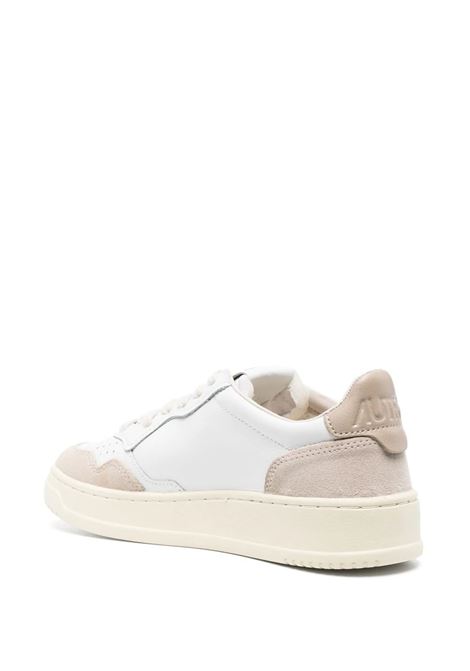 AUTRY Sneakers Medalist Low In Suede E Pelle Bianca E Beige - AUTRY