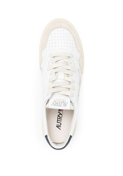 AUTRY Sneakers Medalist Low In Suede E Pelle Bianca E Blu Navy - AUTRY