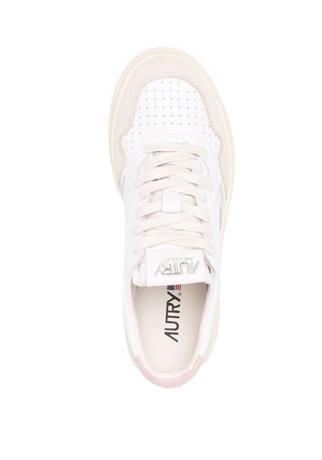 AUTRY Sneakers Medalist Low In Suede E Pelle Bianca E Rosa - AUTRY
