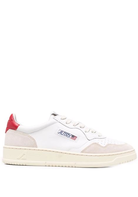 AUTRY Sneakers Medalist Low In Suede e Pelle Bianca e Rossa - AUTRY