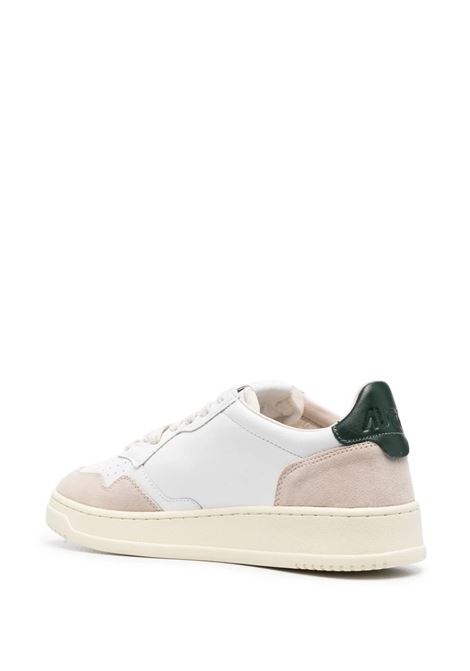 AUTRY Sneakers Medalist Low In Suede E Pelle Bianca E Verde Scuro - AUTRY