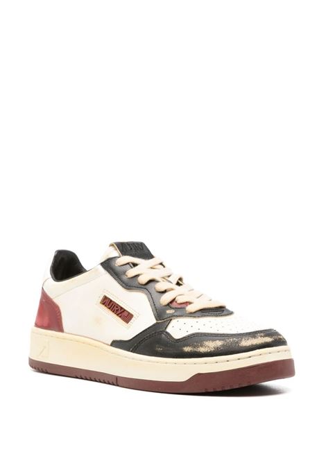 AUTRY Sneakers Medalist Low Super Vintage In Pelle Bianca Rossa E Nera - AUTRY