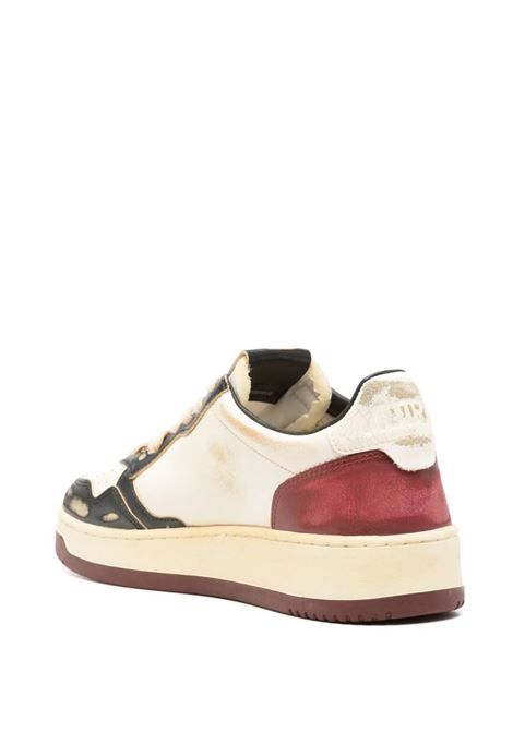 AUTRY Sneakers Medalist Low Super Vintage In Pelle Bianca Rossa E Nera - AUTRY