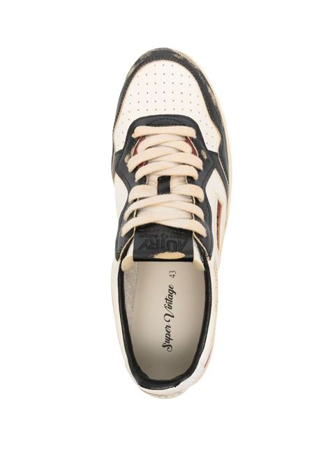 AUTRY Sneakers Medalist Low Super Vintage In Pelle Bianca Rossa E Nera - AUTRY