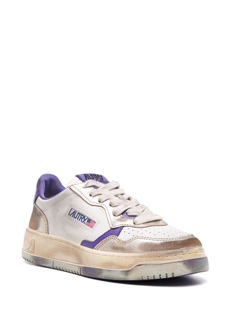 AUTRY Sneakers Medalist Low Super Vintage In Pelle Bianca E Viola - AUTRY