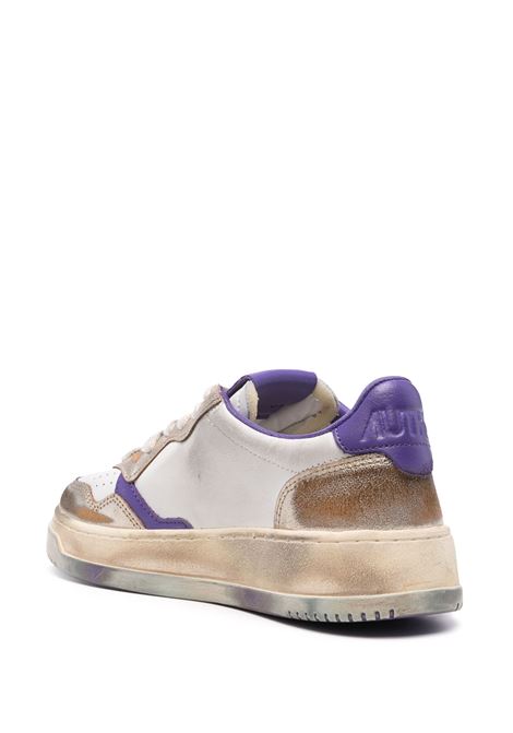 AUTRY Sneakers Medalist Low Super Vintage In Pelle Bianca E Viola - AUTRY