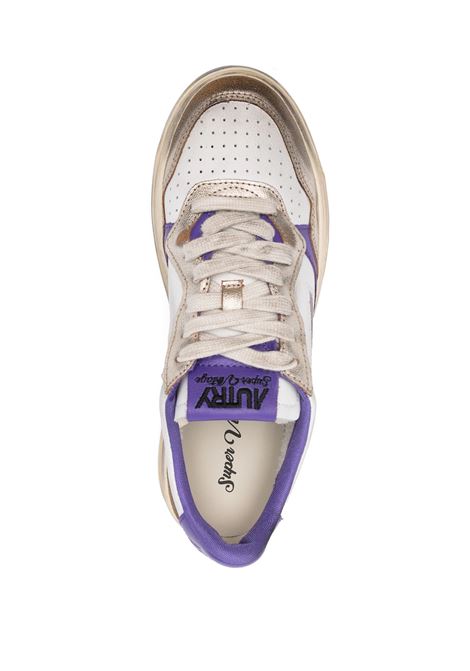 AUTRY Sneakers Medalist Low Super Vintage In Pelle Bianca E Viola - AUTRY