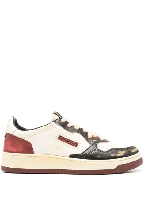 AUTRY Sneakers Medalist Low Super Vintage In Pelle Bianca Rossa e Nera - AUTRY