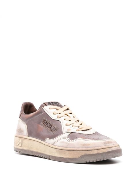 AUTRY Sneakers Medalist Low Super Vintage In Pelle Mud E Bianca - AUTRY