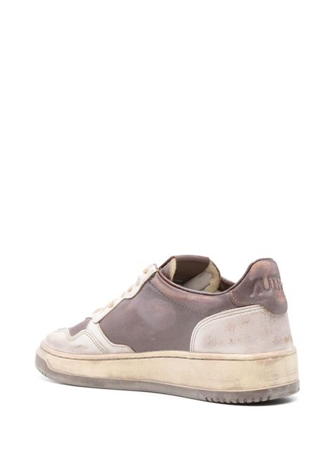 AUTRY Sneakers Medalist Low Super Vintage In Pelle Mud E Bianca - AUTRY