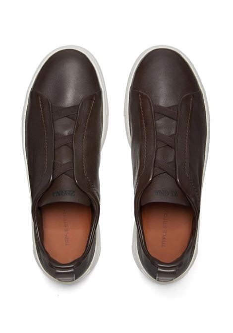 ZEGNA Sneakers Triple Stitch SECONDSKIN Marrone Scuro - ZEGNA