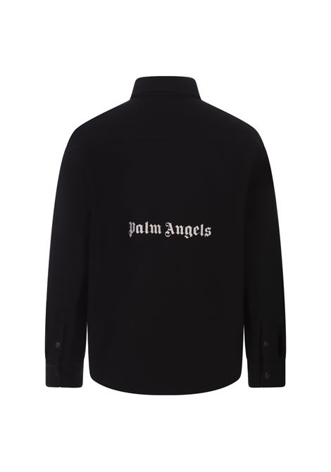 PALM ANGELS Sovracamicia Nera Con Logo A Contrasto - PALM ANGELS