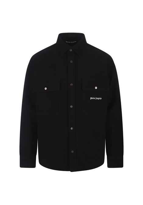 PALM ANGELS Sovracamicia Nera Con Logo a Contrasto - PALM ANGELS