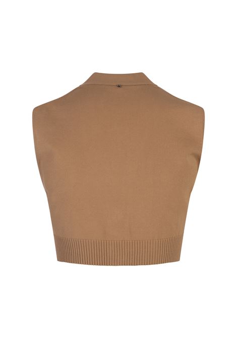 SPORTMAX Gilet Folk Cammello - SPORTMAX