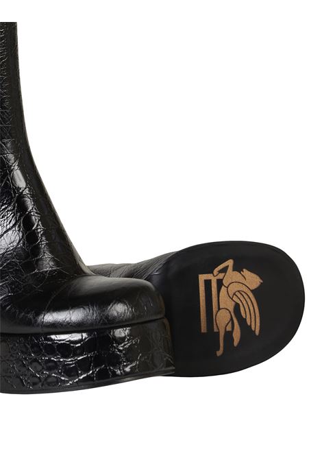 ETRO Stivaletti Platform In Pelle Stampata Nera - ETRO
