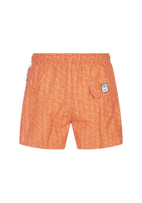 FEDELI Swim Shorts Arancioni Con Micro Pattern - FEDELI