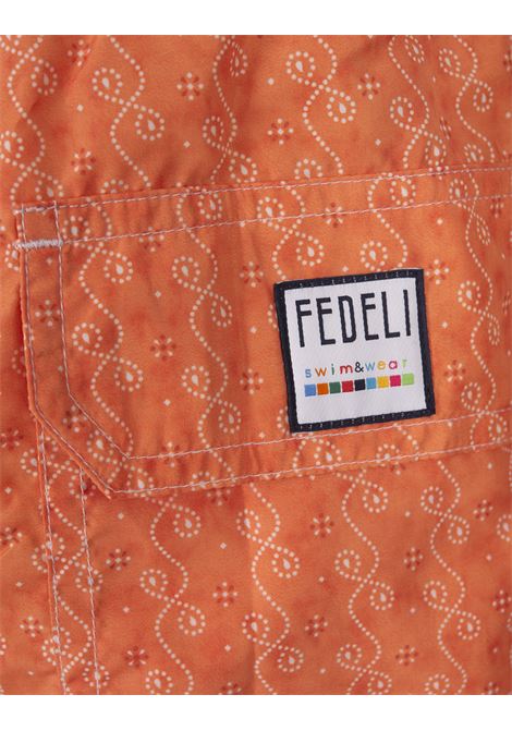 FEDELI Swim Shorts Arancioni Con Micro Pattern - FEDELI