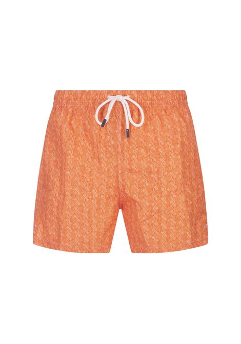 FEDELI Swim Shorts Arancioni Con Micro Pattern - FEDELI
