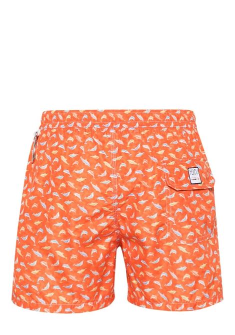 FEDELI Swim Shorts Arancioni Con Pattern Delfini - FEDELI