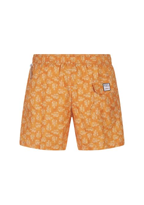 FEDELI Swim Shorts Arancioni Con Pattern Di Astici - FEDELI